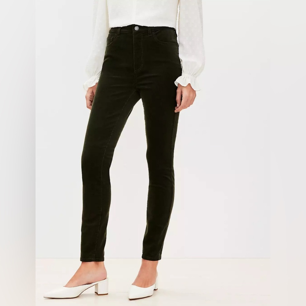 Loft High Waist Skinny Black Corduroy Jeans